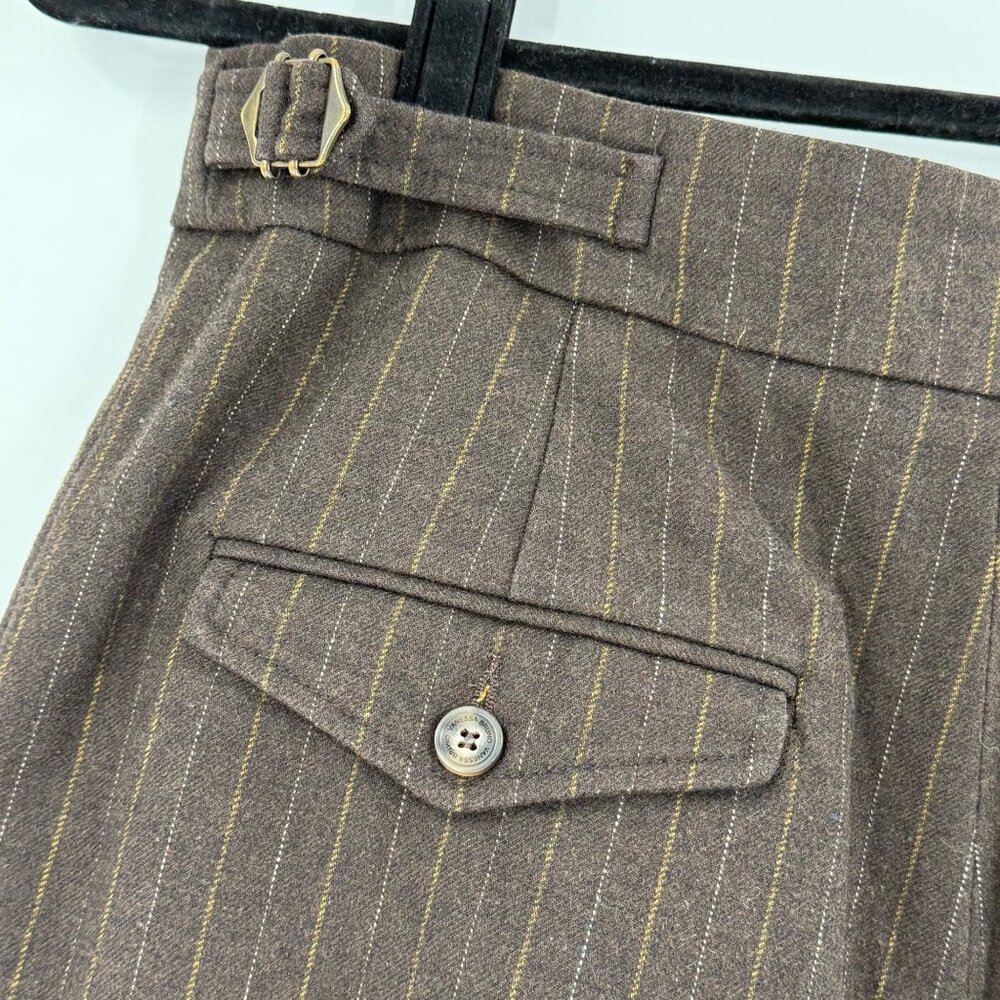 Vanessa Bruno Brown Pinstripe Wide-Leg Trousers Size 40 Wool Viscose Blend Women - Picture 9 of 16